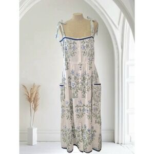 Juliet Dunn London Floral Button-up Cotton Sun Dress Size 3 Summer Cottage